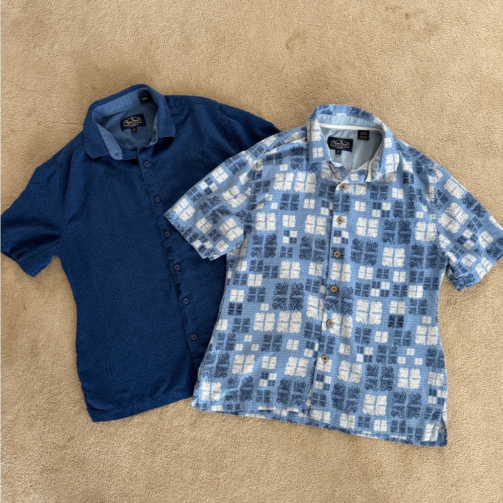 Set of 2 Nat Nast Men's Short Sleeve Silk Shirts